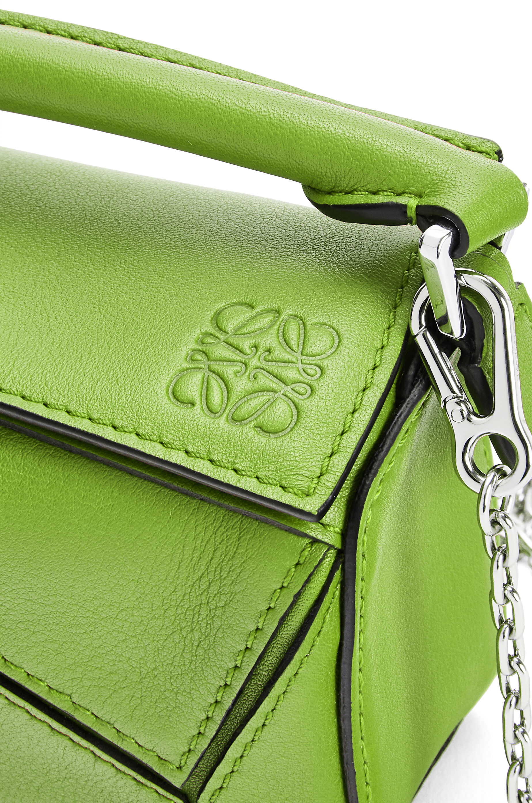 Nano Puzzle bag in classic calfskin Apple Green LOEWE