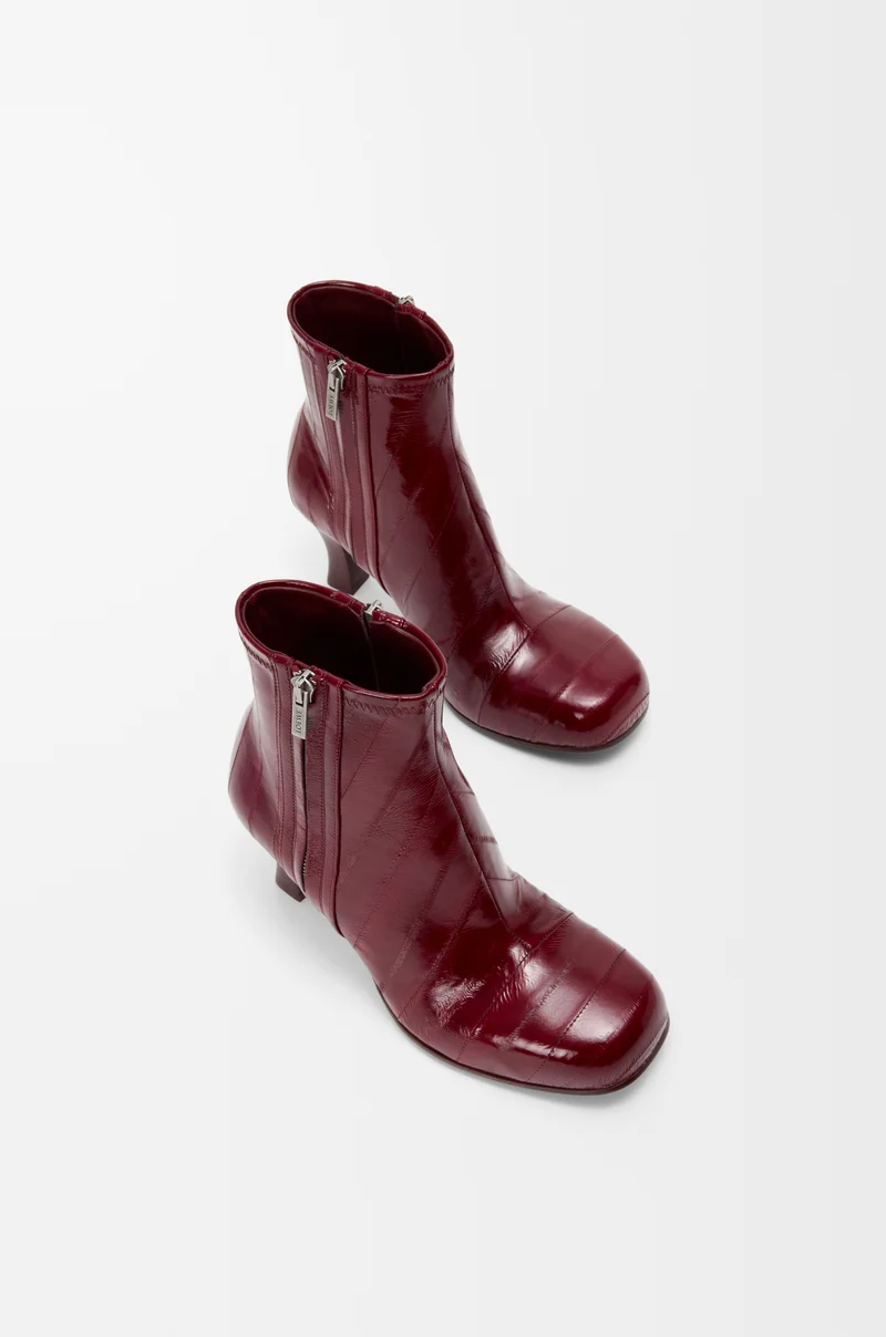 LOEWE Botín Bobine en piel de anguila Burdeos