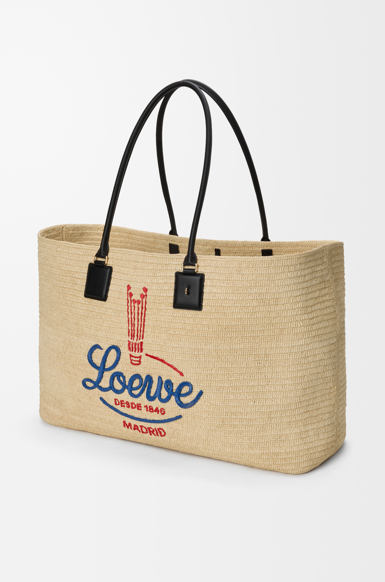 LOEWE XL Verano tote in raffia White/Multicolor