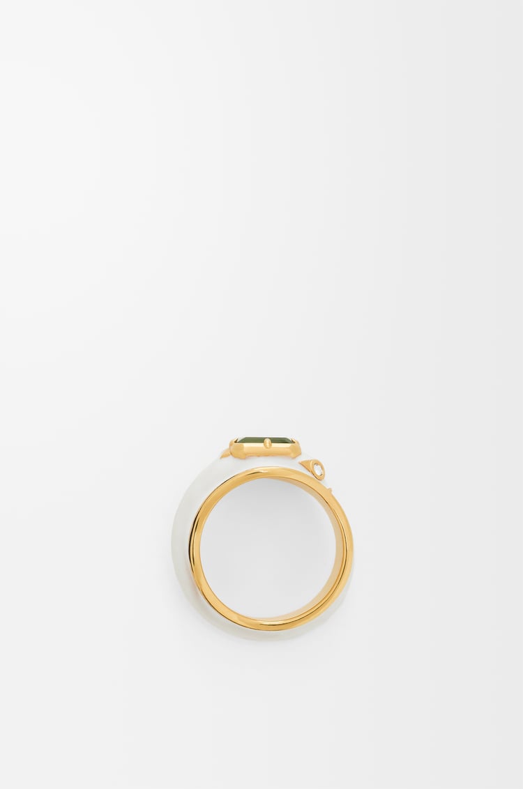 LOEWE Snake ring in sterling silver, crystals and jade Gold/White