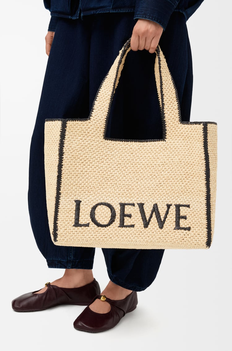 LOEWE Large LOEWE Font tote in raffia Natural