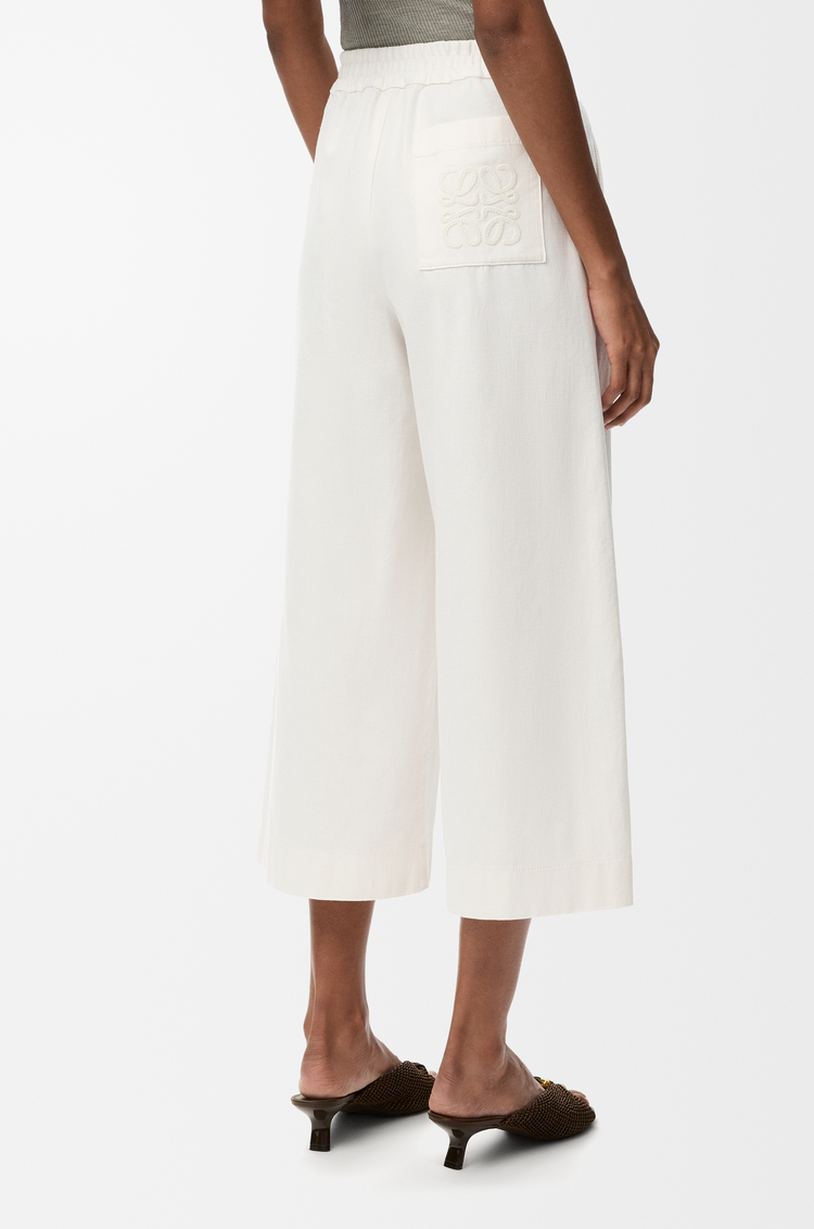 LOEWE 单宁布九分长裤 白色