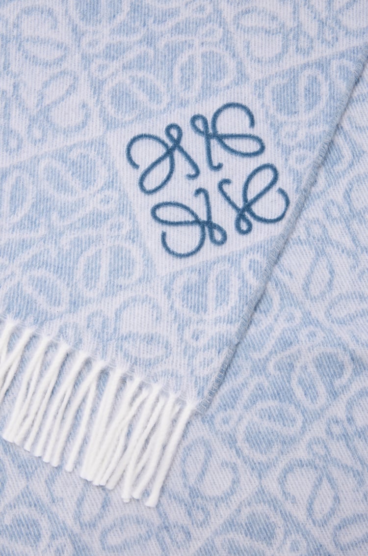 LOEWE Anagram scarf in wool and cashmere Light Blue
