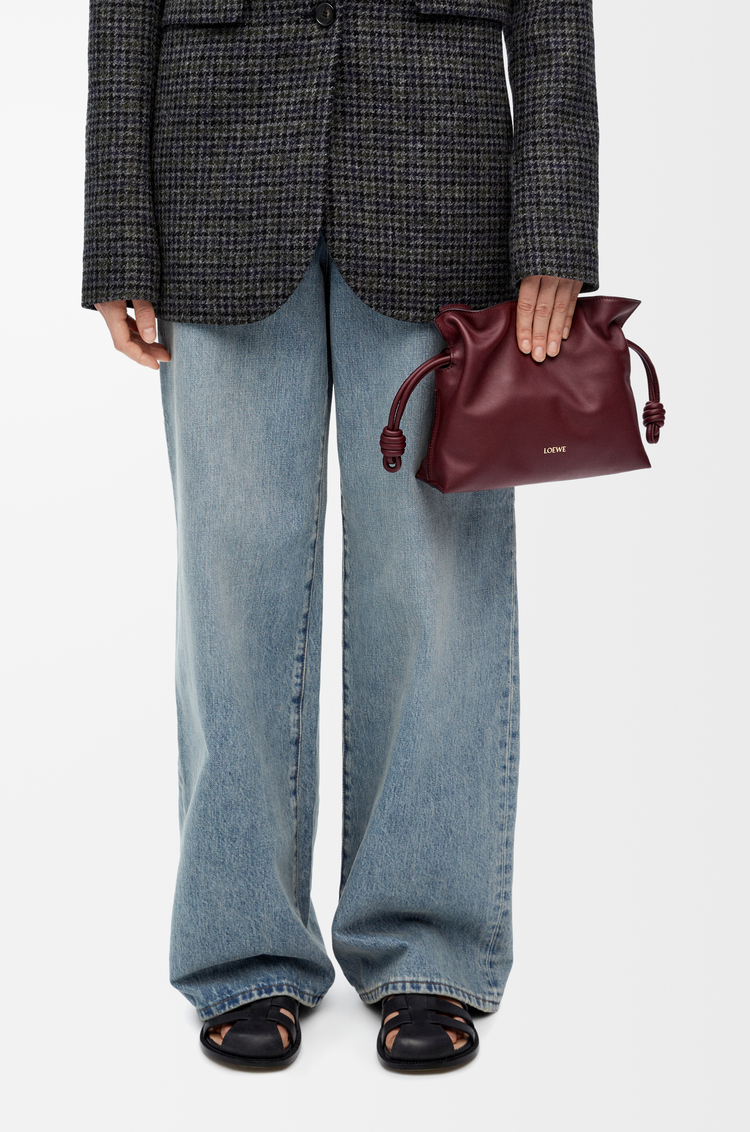 LOEWE Bolso Flamenco clutch mini en piel napa de ternera Burdeos Oscuro