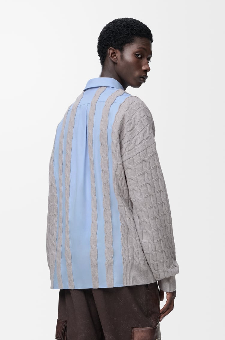 LOEWE Hybrid shirt in cotton and wool Blue/Grey