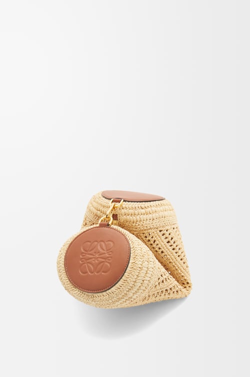 LOEWE Bracelet Pouch in raffia and calfskin Natural/Tan