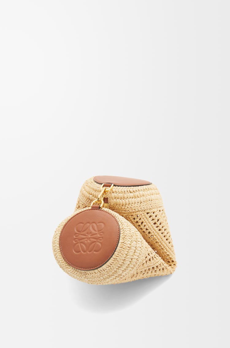 LOEWE Bracelet Pouch en rafia y piel de ternera Natural/Bronceado