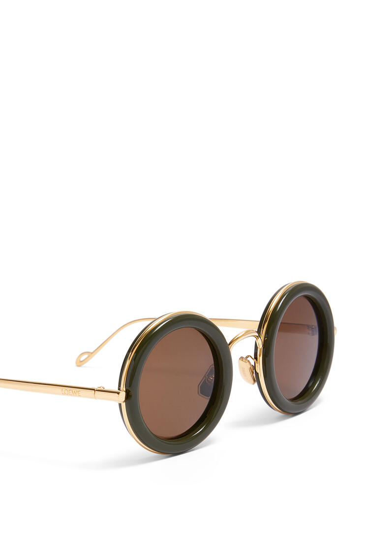 LOEWE Round sunglasses in acetate Khaki Green/Gold