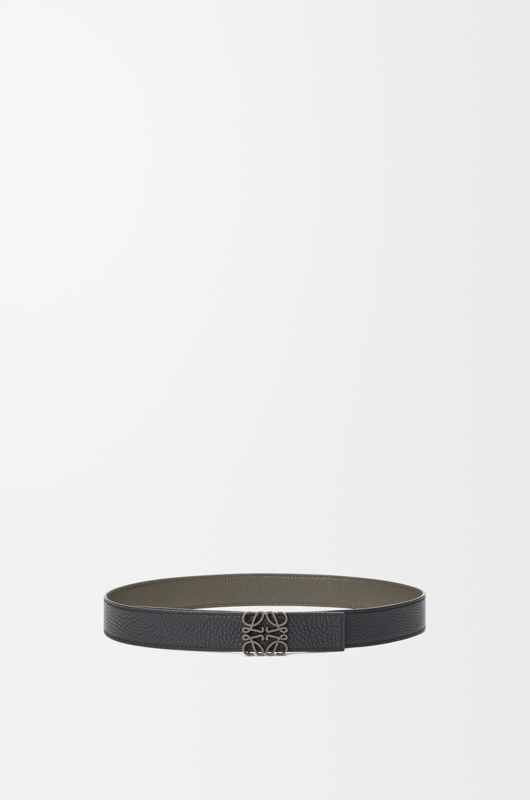 LOEWE 柔软粒面牛皮革双面 Anagram 腰带 深卡其色/黑色/深钯金色