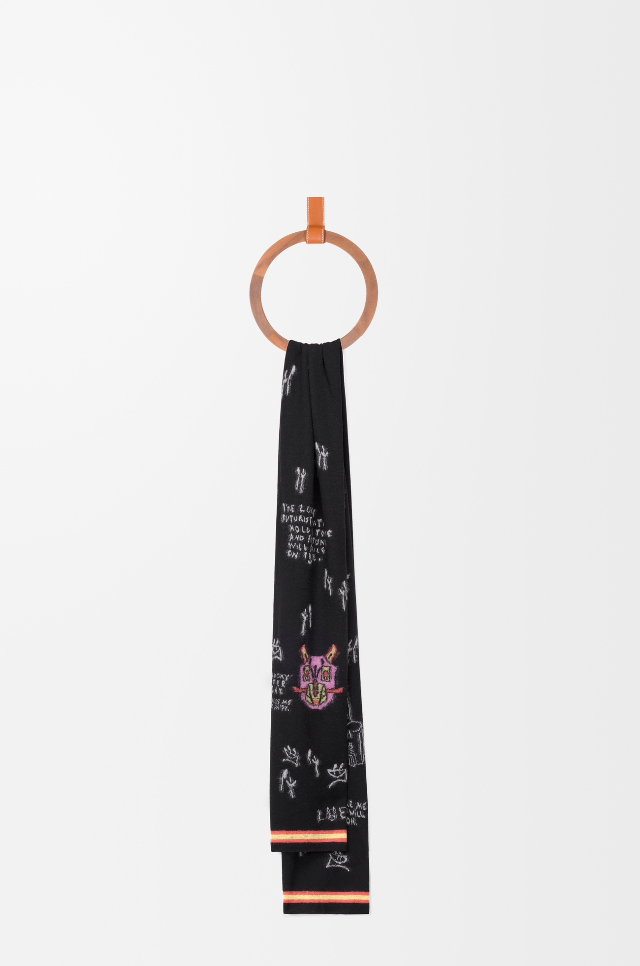 LOEWE Scarf in wool Black/Multicolor