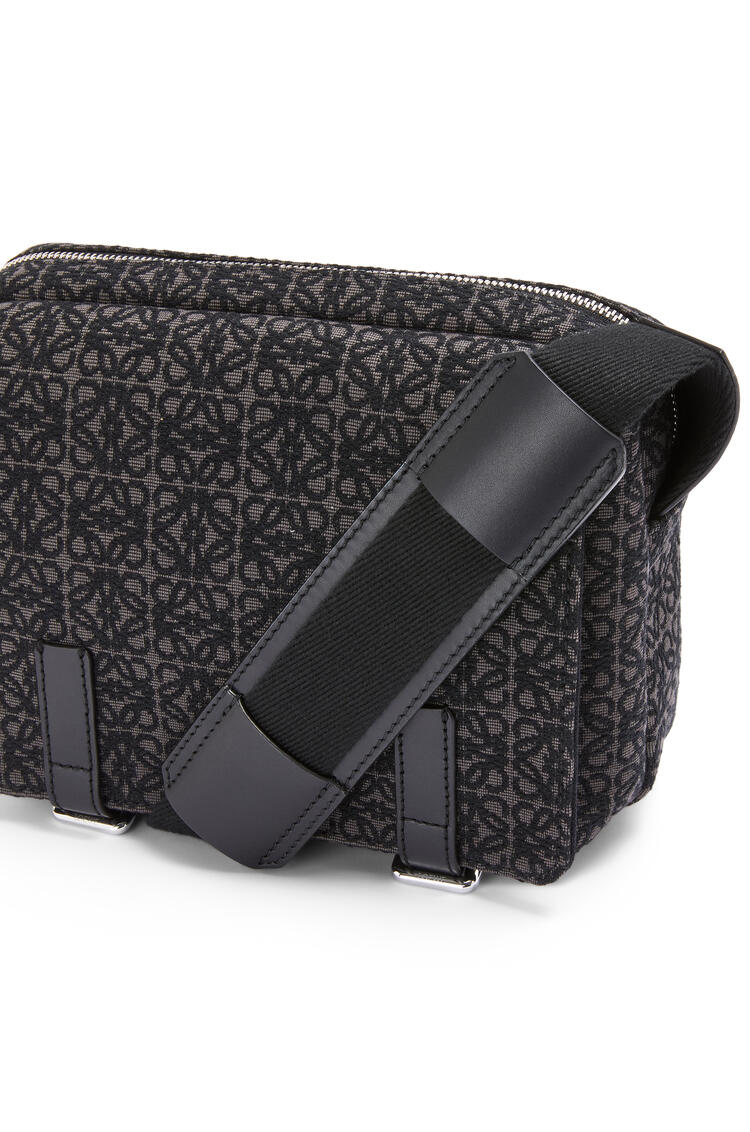 LOEWE XS Military messenger bag in Anagram jacquard and calfskin Anthracite/Black pdp_rd