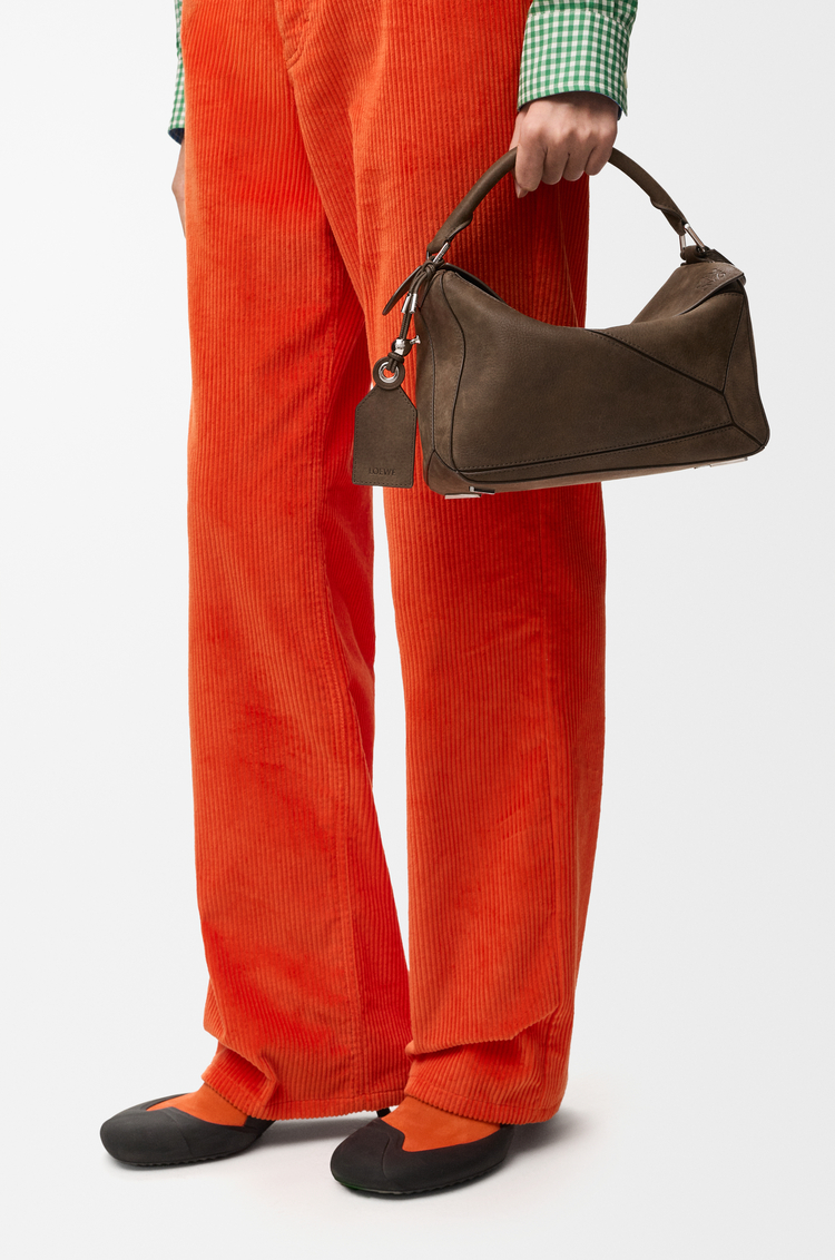 LOEWE Small Featherlight Puzzle bag in grained nubuck Tundra