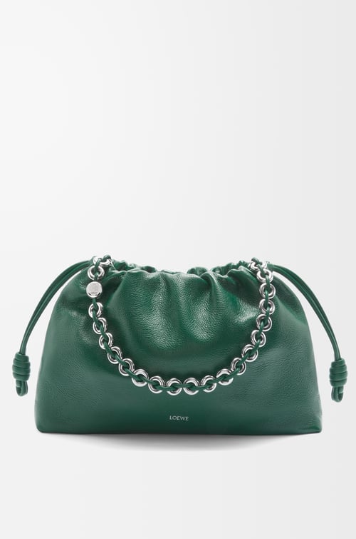 LOEWE Bolso Flamenco Purse grande en piel de ciervo Verde Oscuro plp_rd