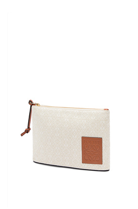 LOEWE Oblong pouch in Anagram jacquard and calfskin Ecru/Tan plp_rd