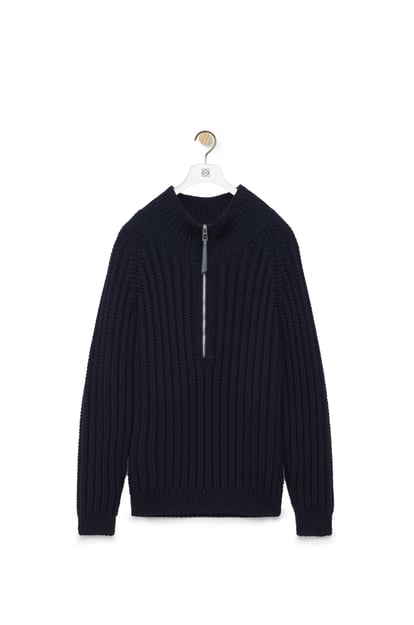LOEWE Zip-up sweater in wool Navy Blue