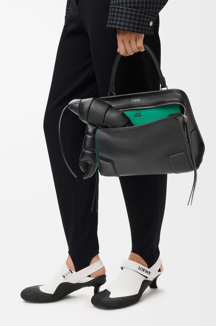 LOEWE Medium Amazona 180 Lazy Crab bag in buffalino leather Black/Green