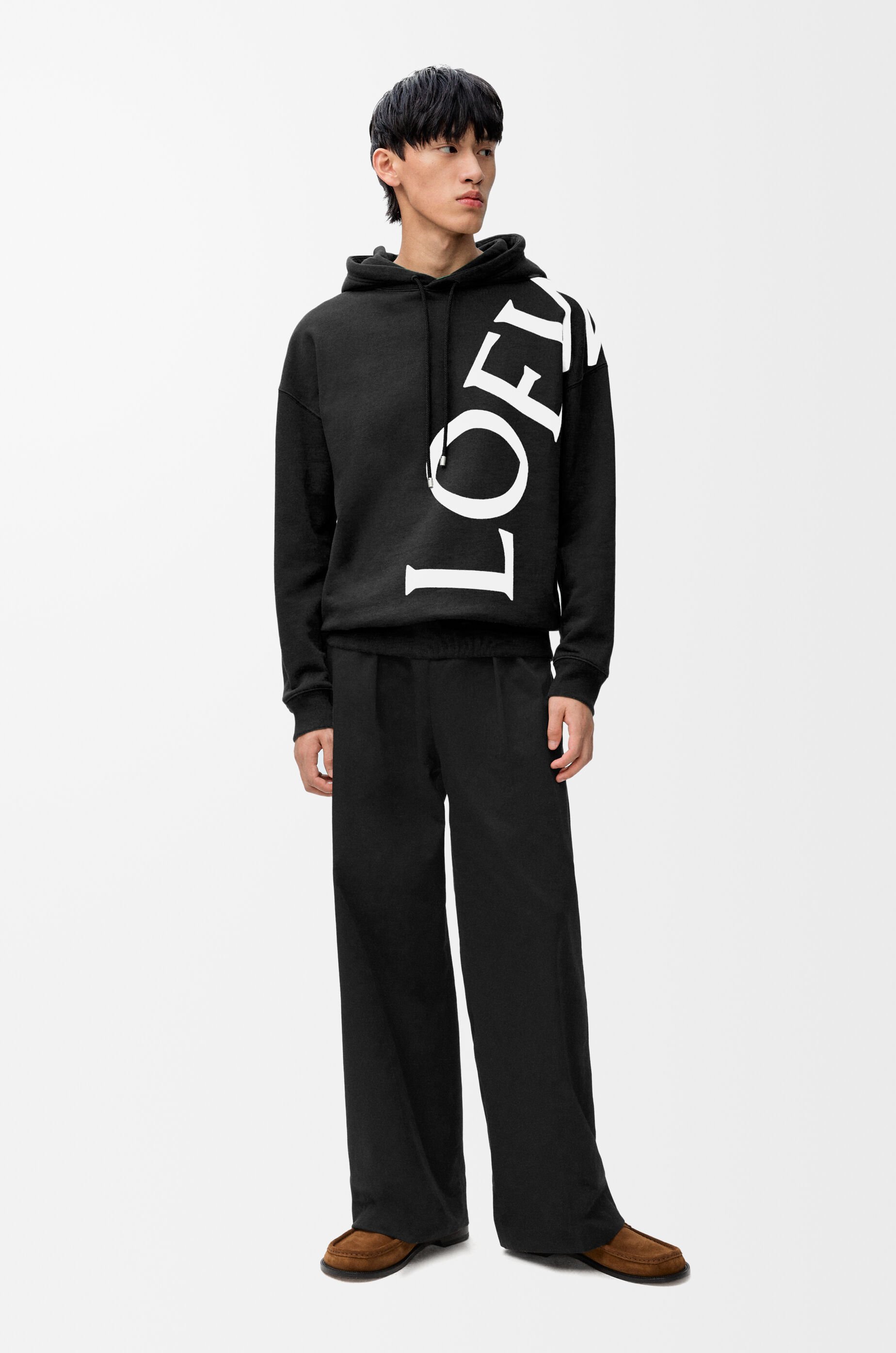 リラックスフィット フーディー（コットン） ブラック - LOEWE