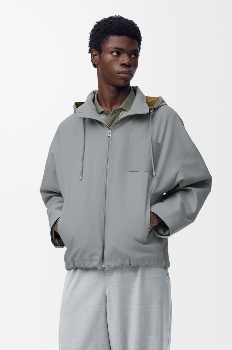 LOEWE Chaqueta con capucha en algodón Gris Claro