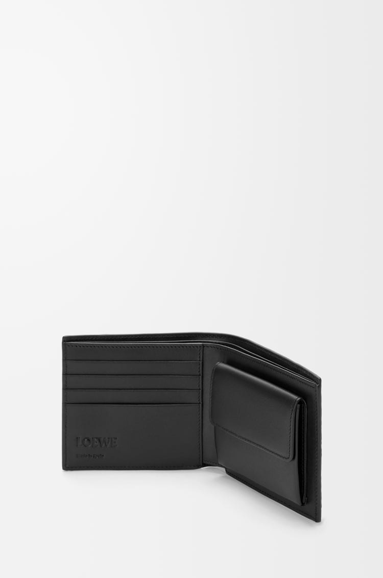 LOEWE 柔軟粒面小牛皮 Puzzle 雙摺硬幣錢包 黑色