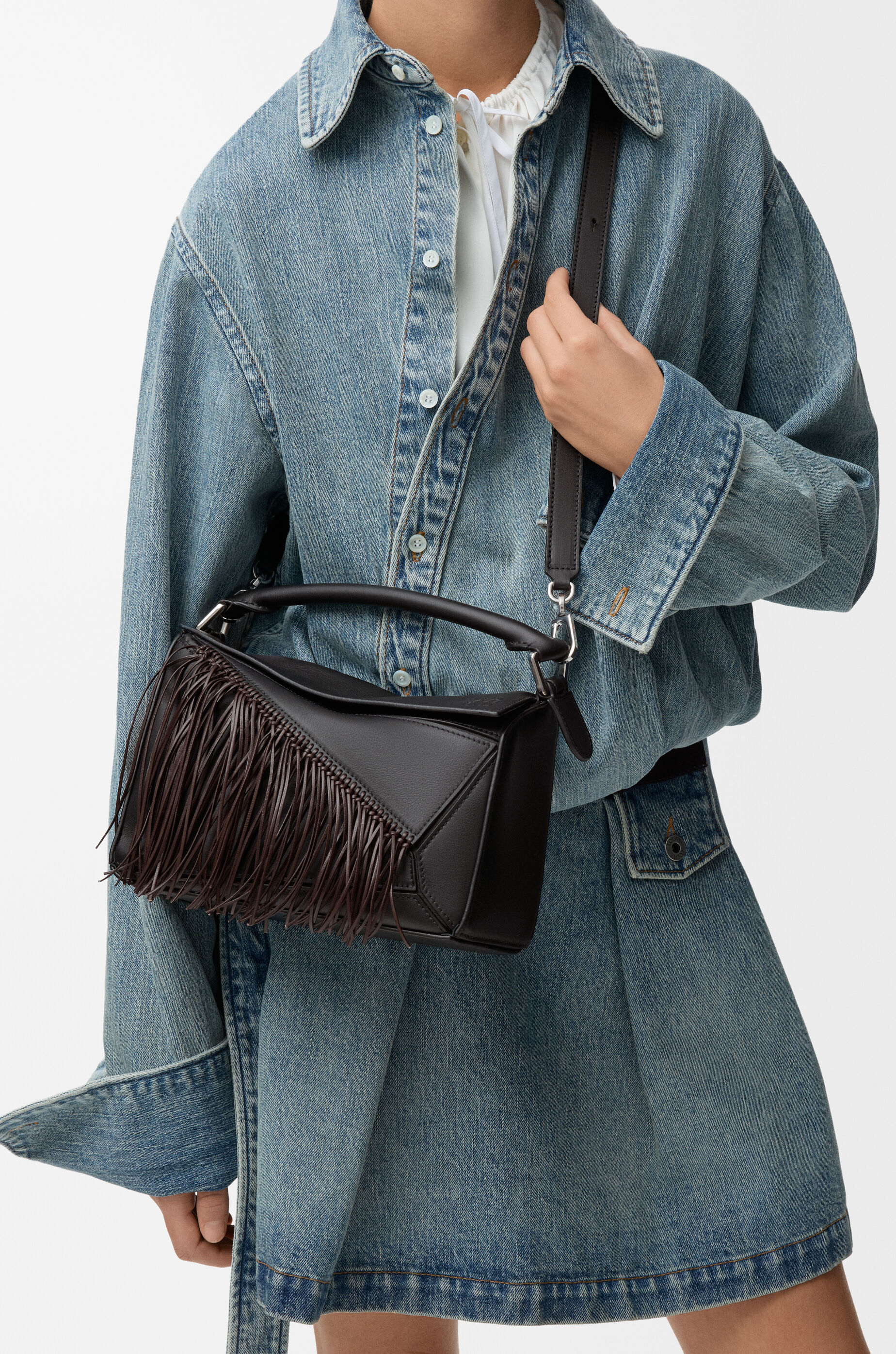 Fringe small Puzzle bag in classic calfskin Multicolor - LOEWE