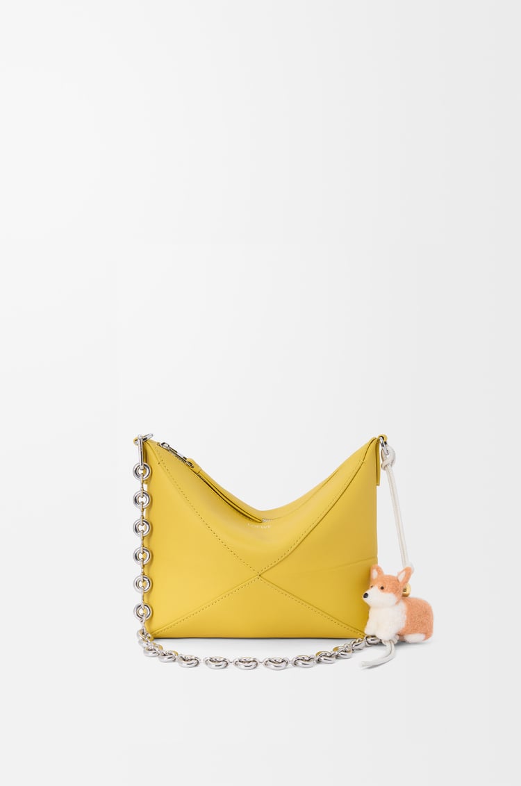 LOEWE Corgi charm in felt and calfskin Soft White/Orange
