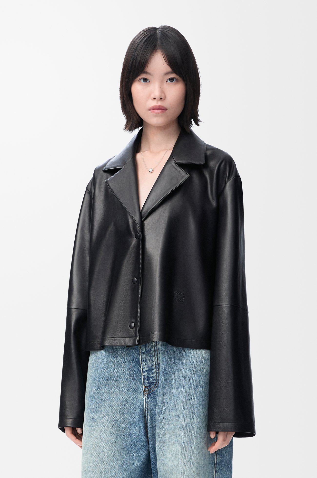 LOEWE Pyjama blouse in nappa lambskin Black plp_rd