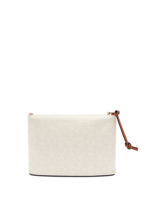LOEWE Oblong pouch in Anagram jacquard and calfskin Ecru/Tan plp_rd