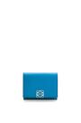 LOEWE Anagram trifold wallet in pebble grain calfskin Lagoon Blue
