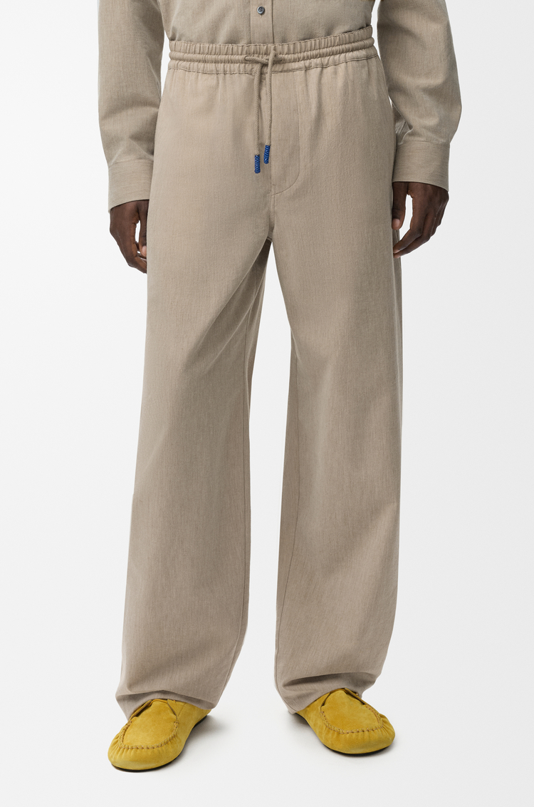 LOEWE Drawstring trousers in wool and cotton Beige