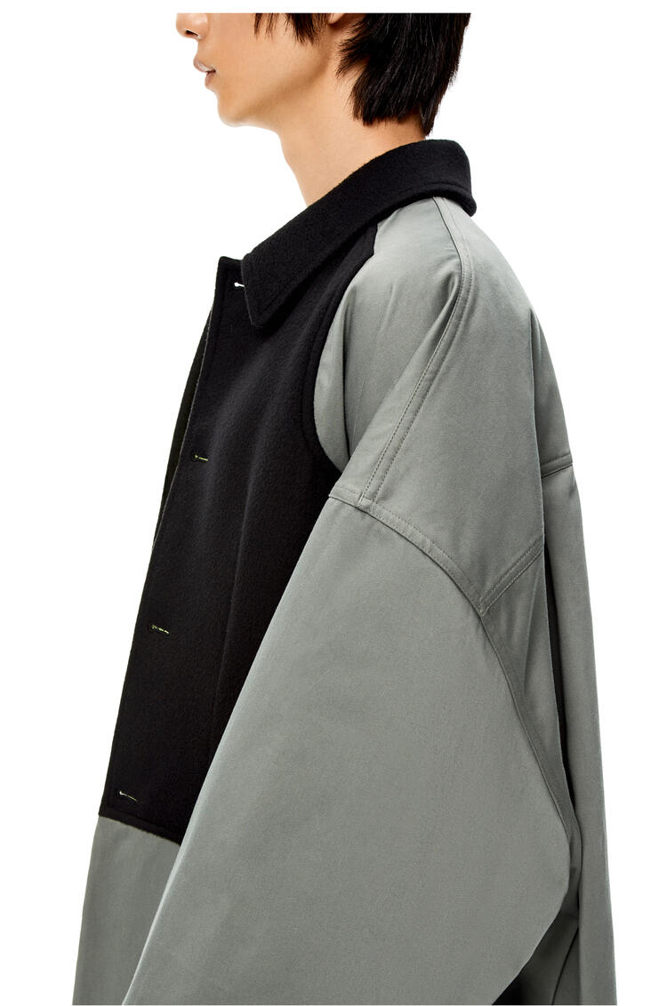 LOEWE Oversize belted coat in cotton & wool Green/Black pdp_rd