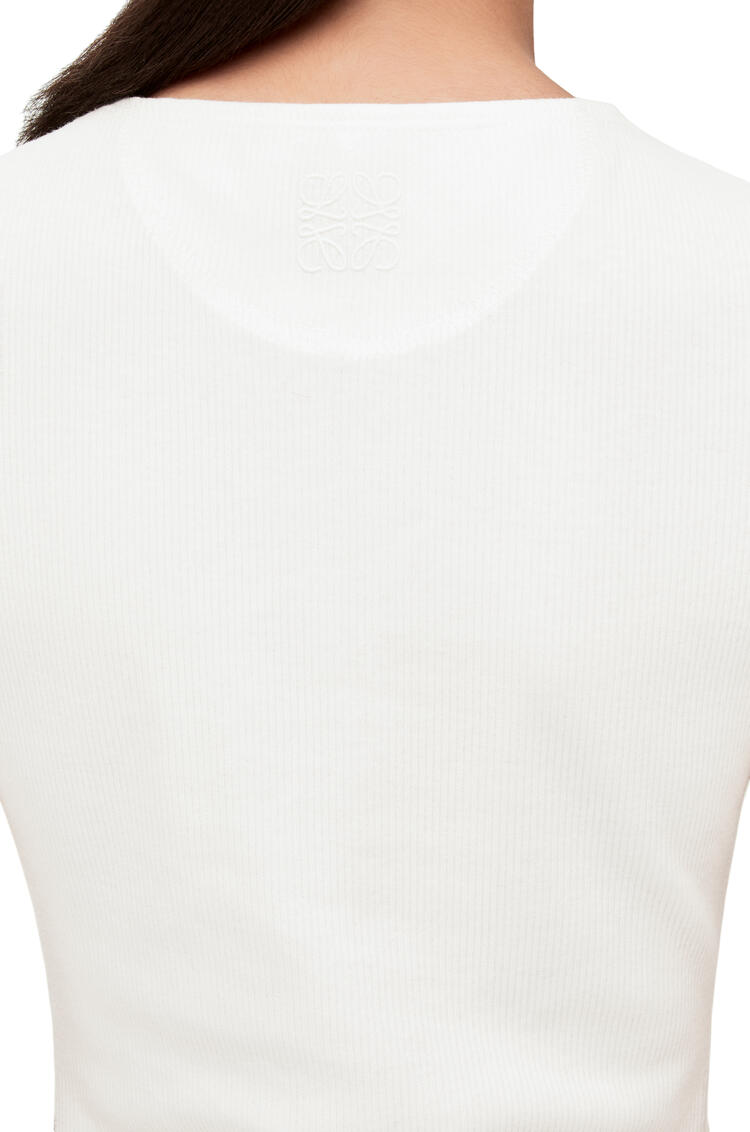 LOEWE Vestido sin mangas Anthurium en punto de algodón acanalado Blanco/Rojo