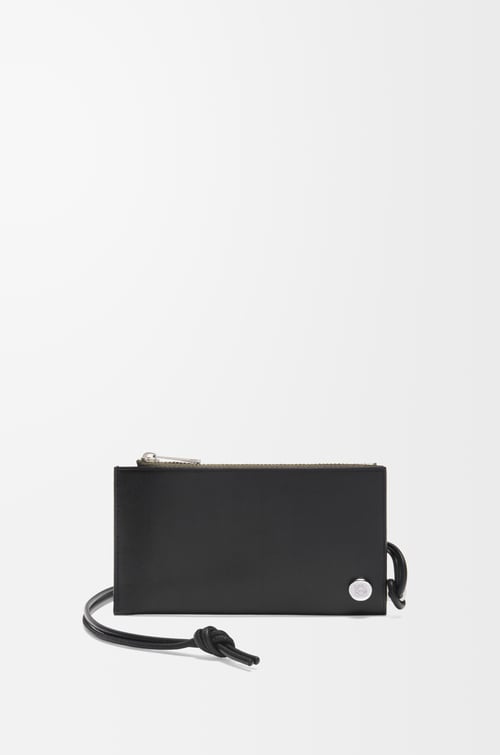 LOEWE 亮面納帕小牛皮 Pebble Slider 硬幣卡夾 黑色/深卡其色