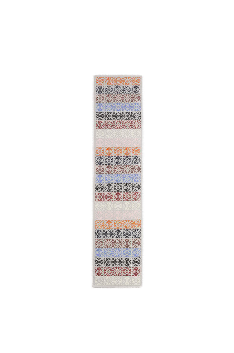 LOEWE Anagram lines scarf in wool and cashmere Light Grey/Multicolor