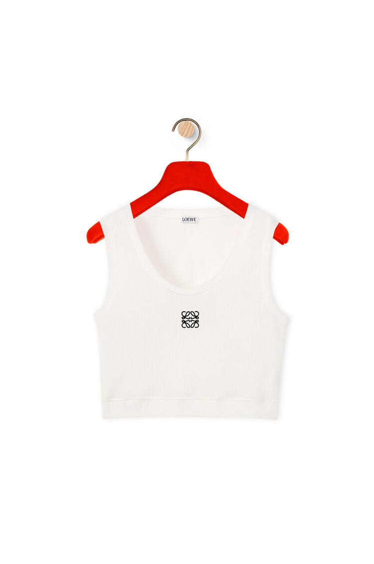 LOEWE Cropped Anagram tank top in cotton White/Navy Blue pdp_rd