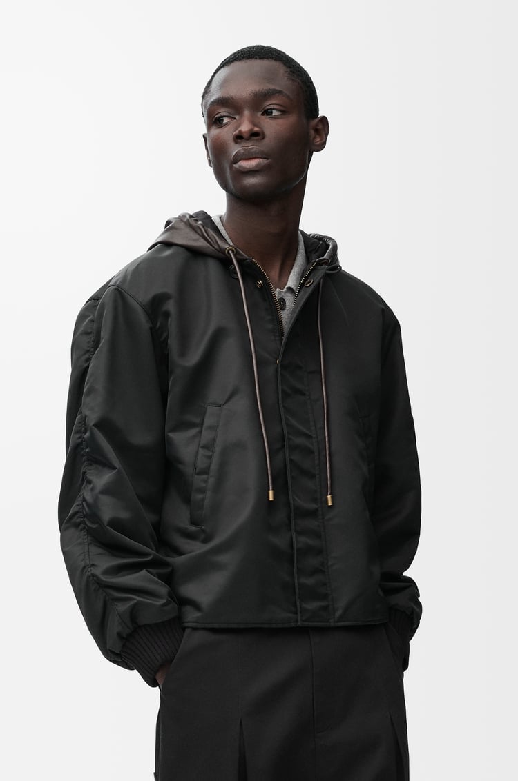 LOEWE Hooded bomber jacket in nylon Black