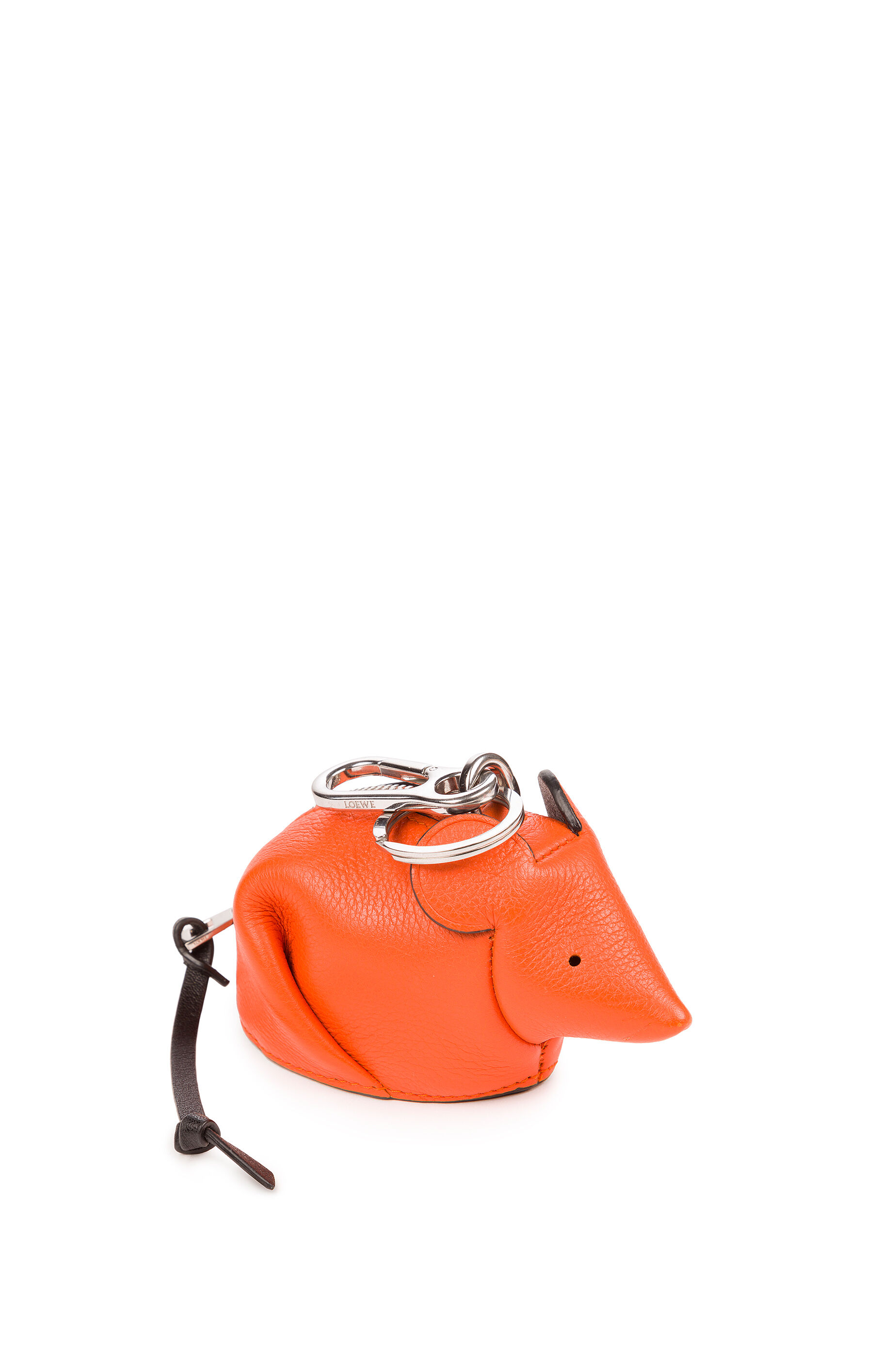 Mouse charm in classic calfskin Orange 