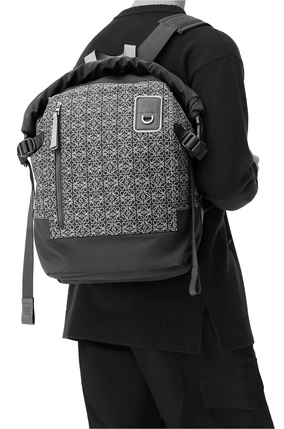 LOEWE Roll Top backpack in Anagram jacquard and nylon Apple Green/Deep Navy plp_rd