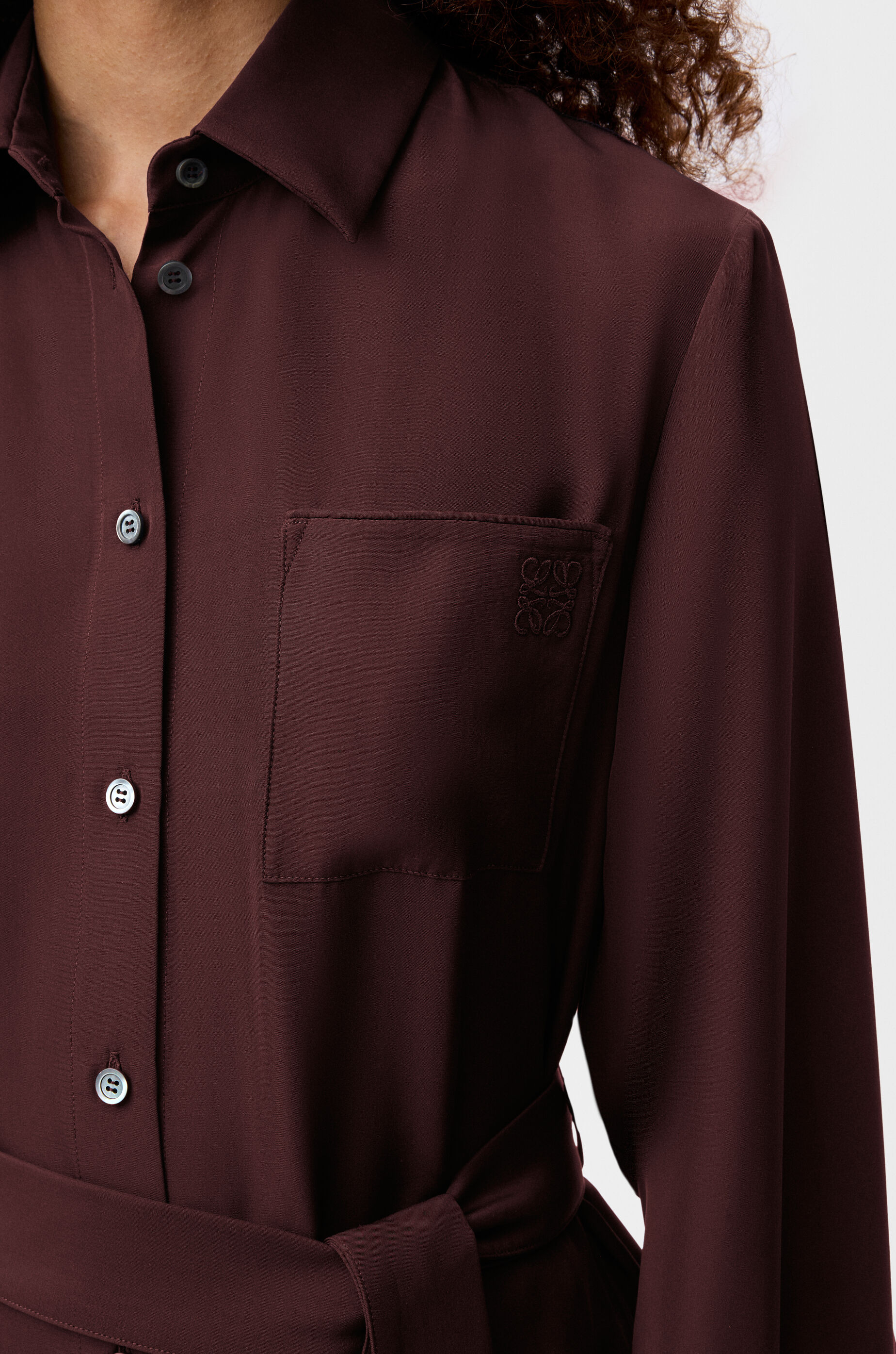 LOEWE シルクブラウス LOEWE - ロエベ フード付シルクブラウス アナグラムタグ付きの