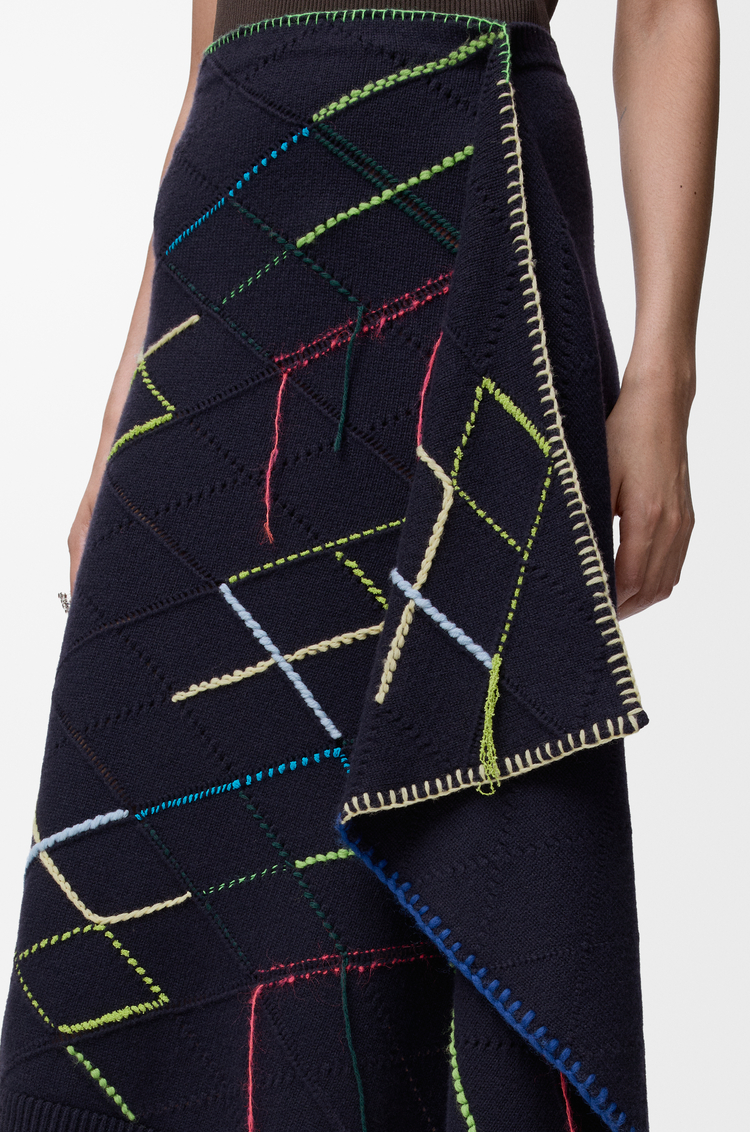 LOEWE Skirt in wool Dark Navy Blue