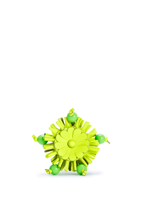 LOEWE Stud flower in classic calfskin Neon Yellow