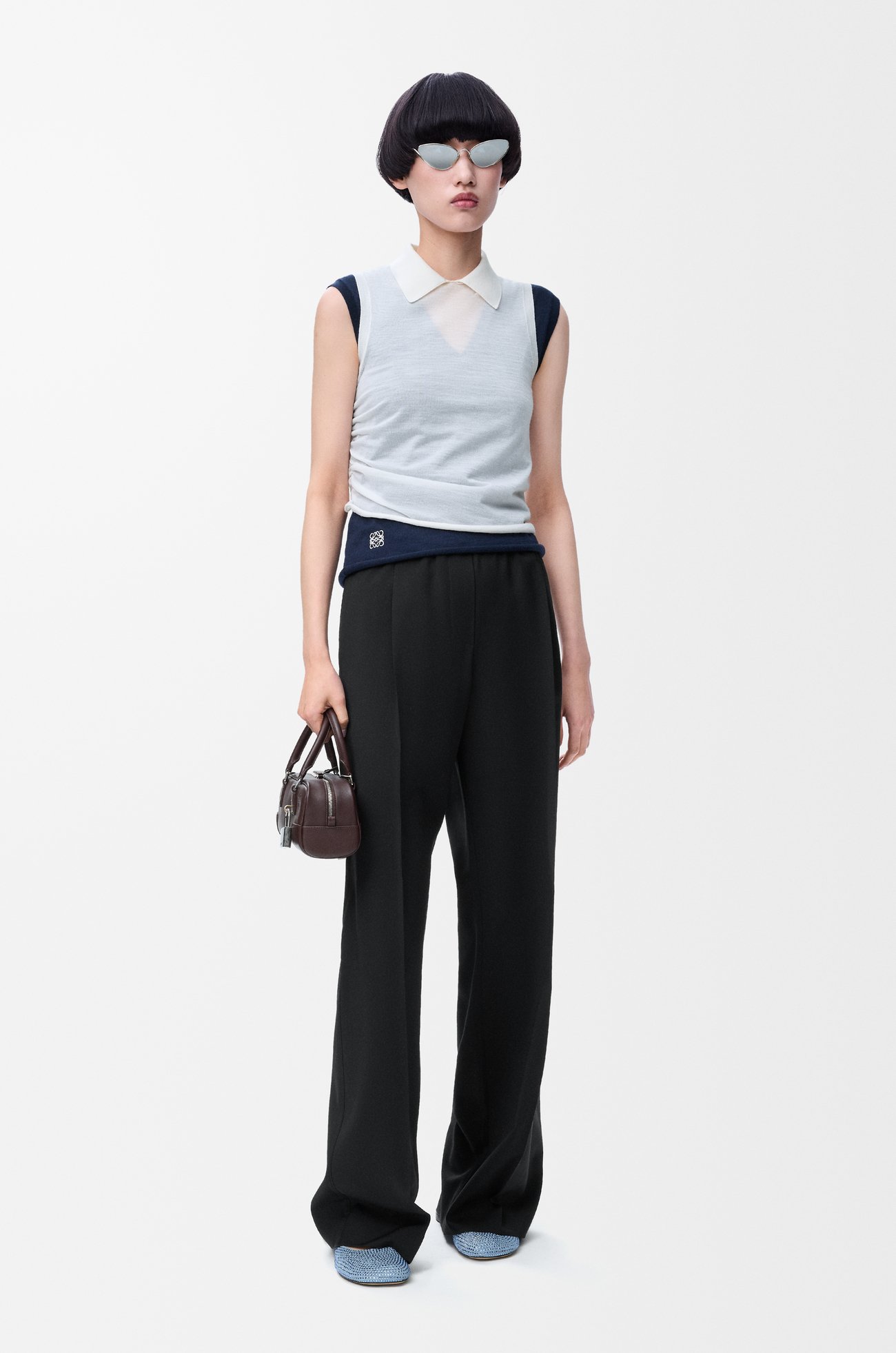 LOEWE 羊毛长裤 黑色
