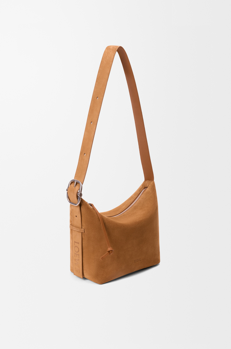 LOEWE Bolso Loop hobo mediano en ante de piel de ternera Tabaco