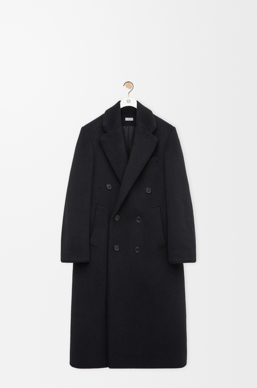 LOEWE Abrigo de doble botonadura en mezcla de lana Negro