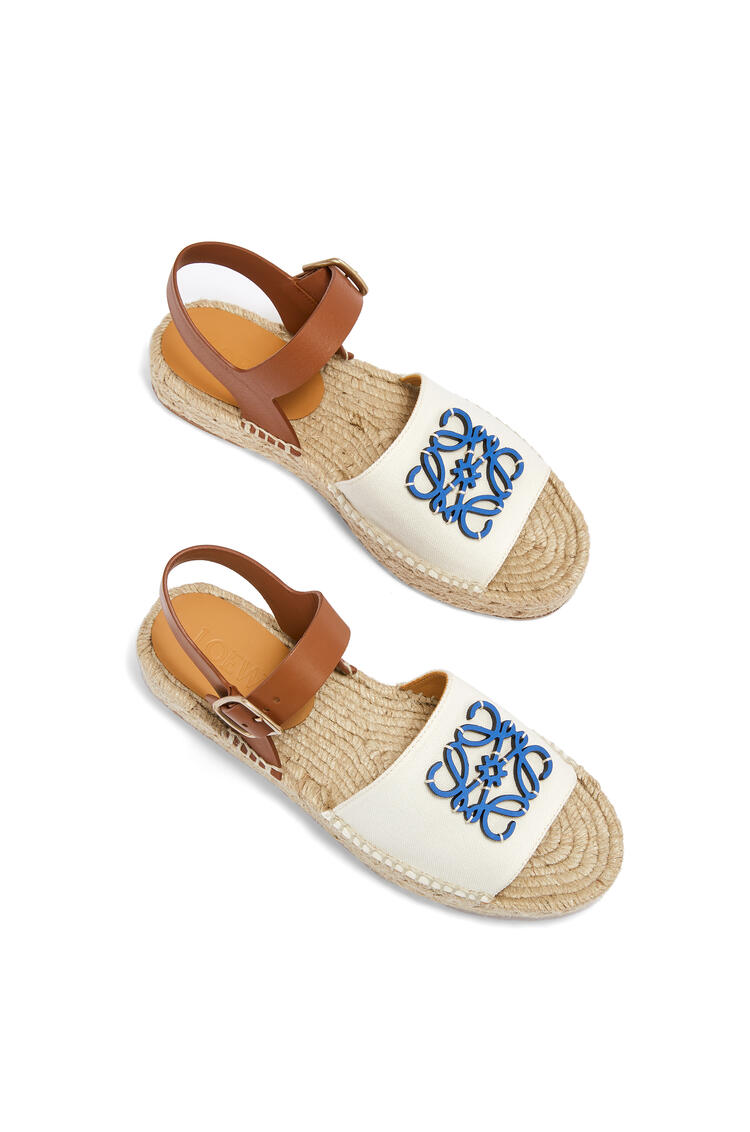 LOEWE Anagram espadrille in canvas and calfskin Natural/Blue pdp_rd