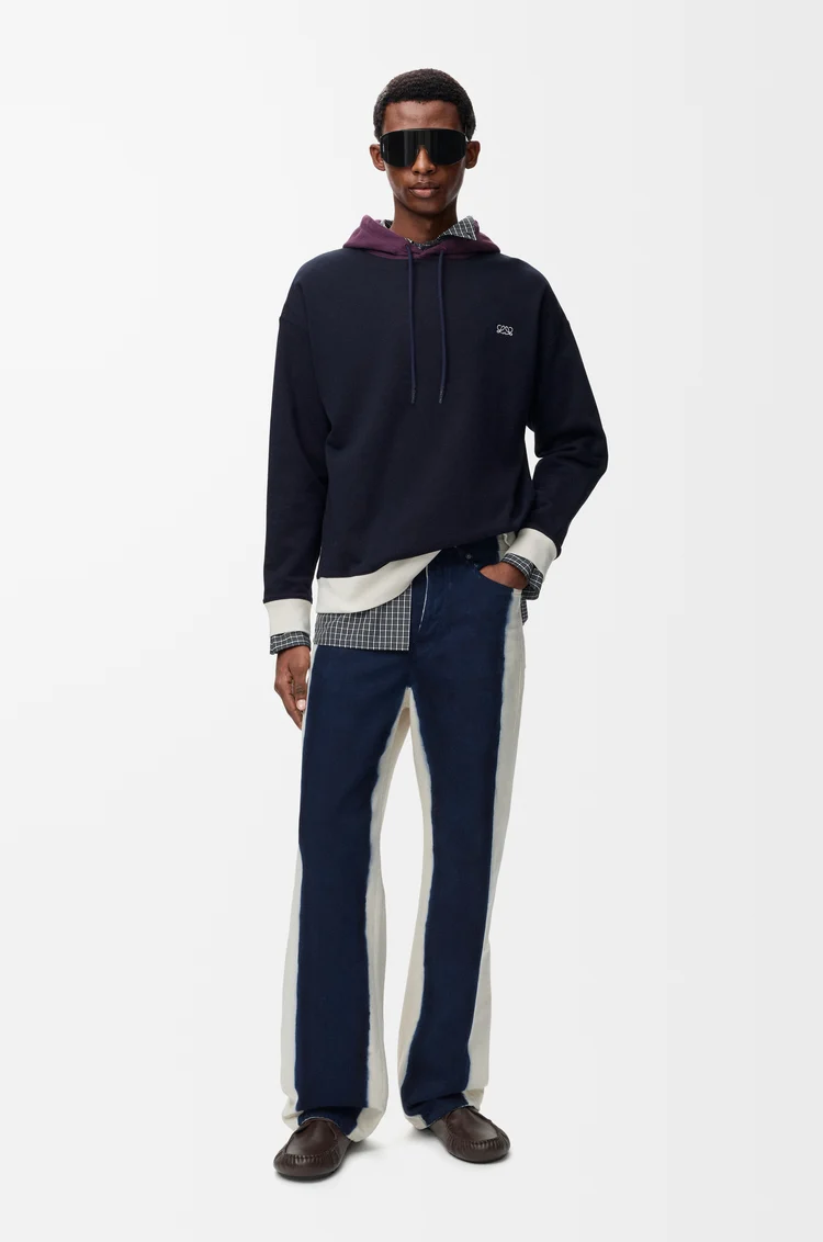 LOEWE Hoodie in cotton Dark Blue/White
