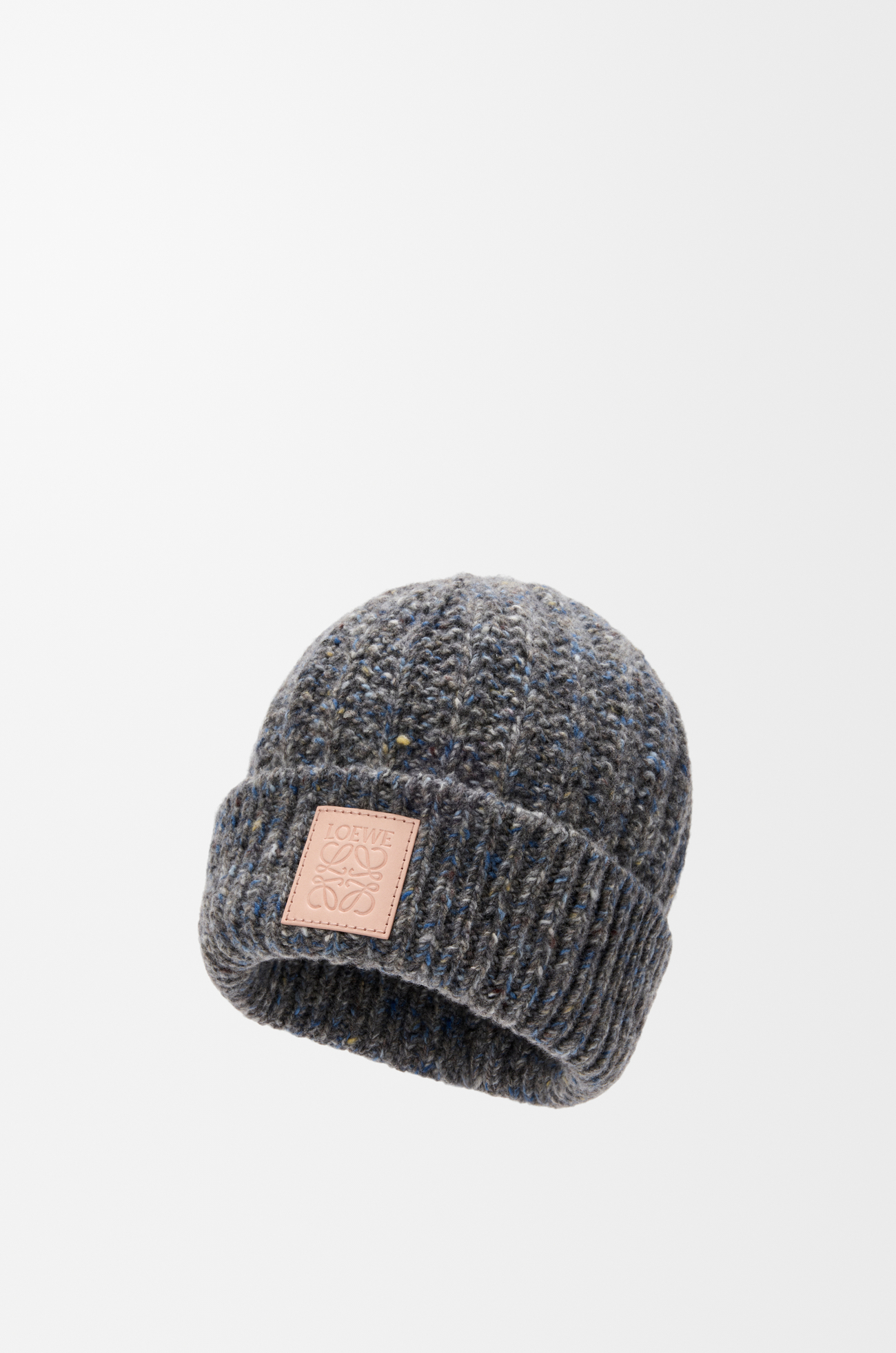 LOEWE Beanie in wool and cashmere blend Grey/Blue Melange