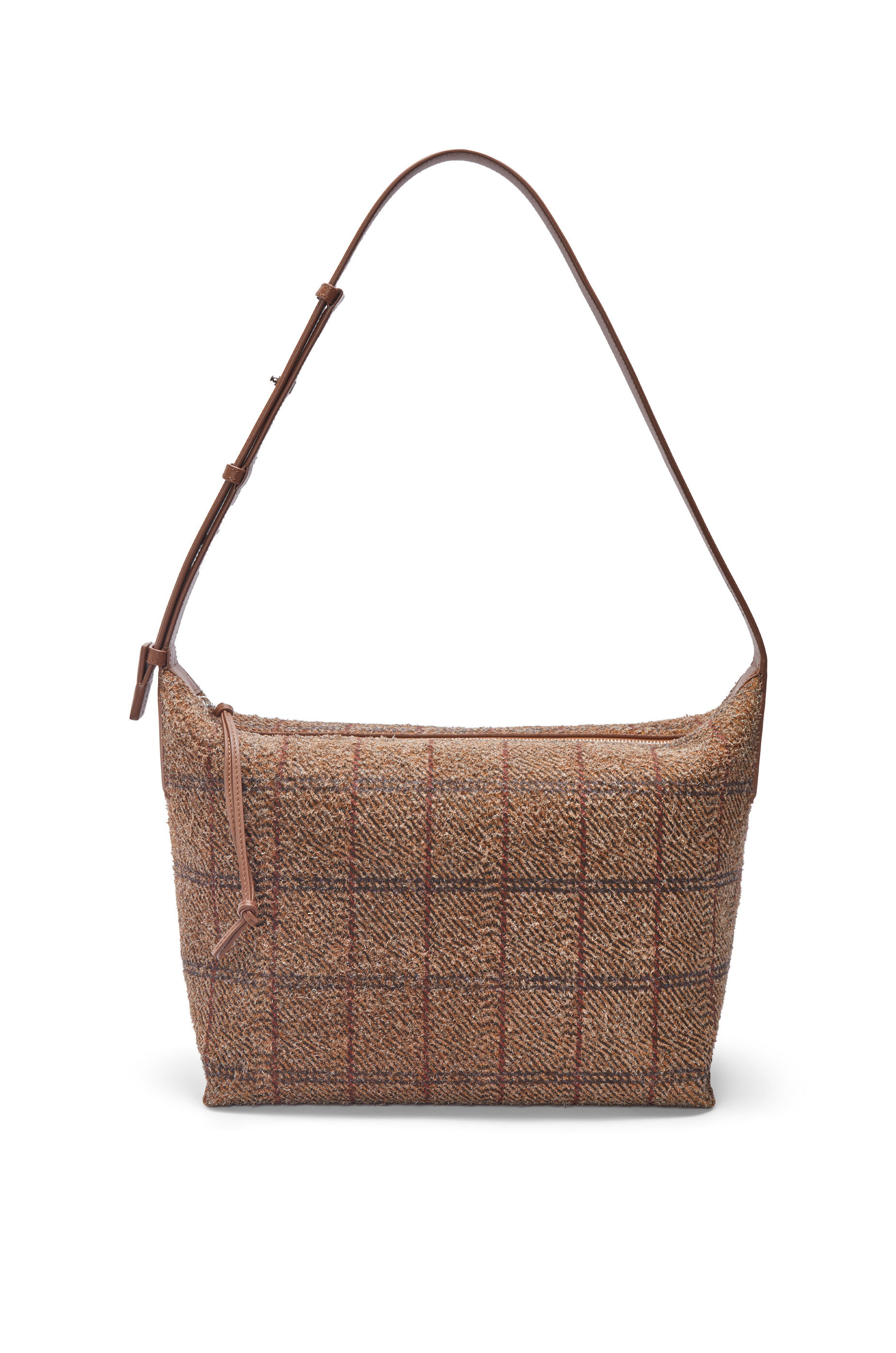 Cubi crossbody bag in tartan brushed suede Tan LOEWE