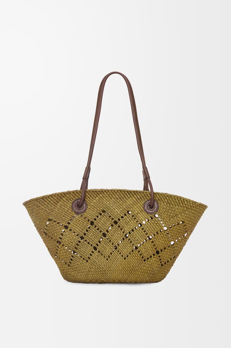 LOEWE アナグラム バスケットバッグ スモール（イラカヤシ&カーフ） オリーブ/チェスナット