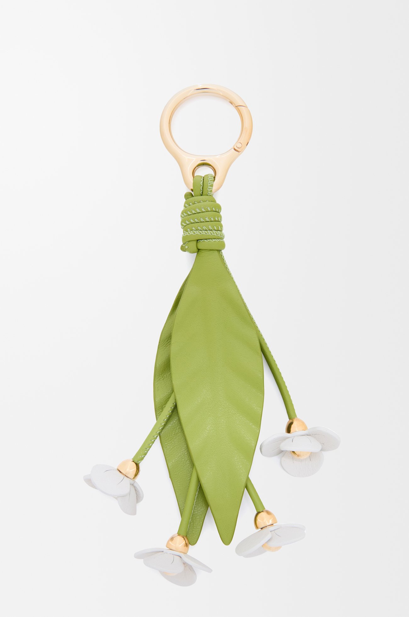 LOEWE 經典牛皮革草莓花朵掛飾 綠色/白色