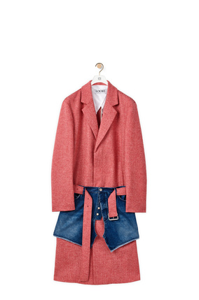 LOEWE Layered coat in wool and denim Pink